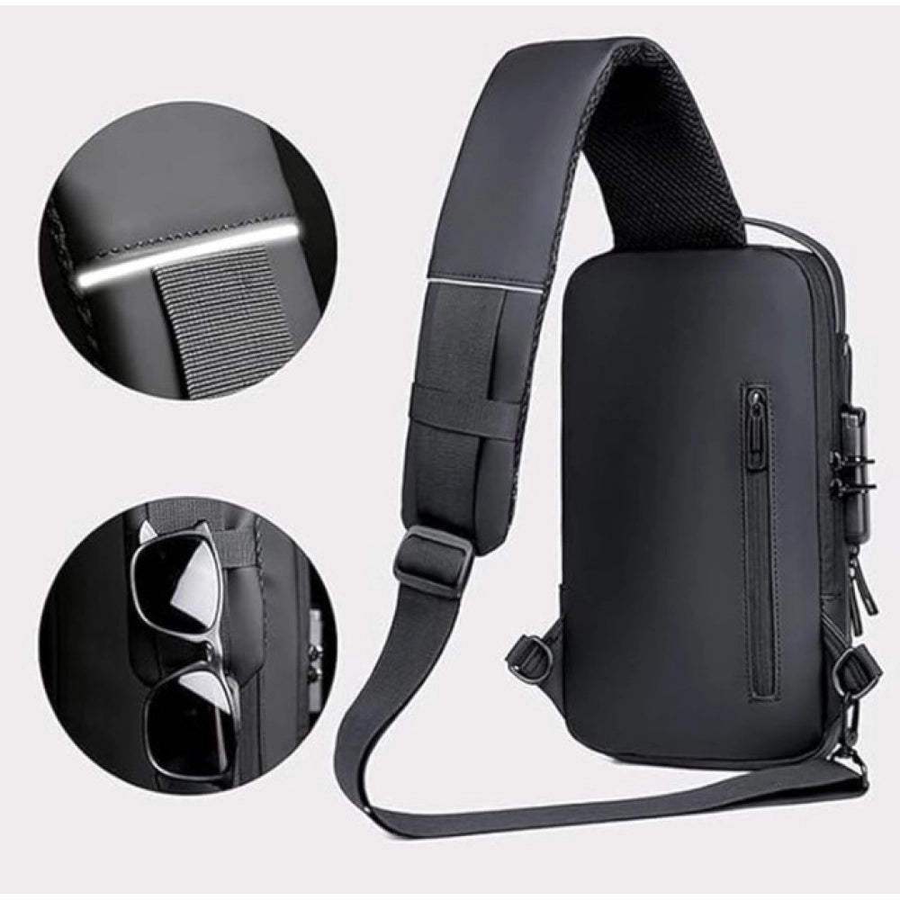 Waterproof Sling Cross Backpack Bag (Black)