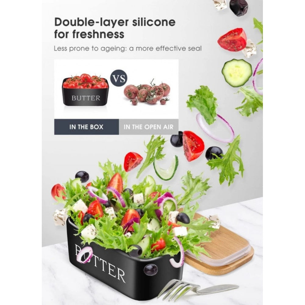 Ceramic Butter Box (Black)