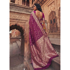 Women's Art Silk Printed Saree With Unstitched Blouse 5.5Mtr (Wine)