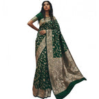 Women's Art Silk Printed Saree With Unstitched Blouse 5.5Mtr (Green)