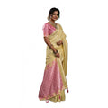 Women's Linen Cotton Printed Saree With Unstitched Blouse 5.5Mtr (Yellow )