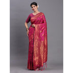 Women's Silk Printed Saree With Unstitched Blouse 5.5Mtr (Magenta)