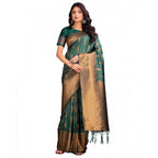 Women's Banarasi Silk Printed Saree With Unstitched Blouse 5.5Mtr (Green)