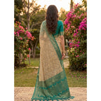 Women's Cotton Printed Saree With Unstitched Blouse 5.5Mtr (Multicolor)