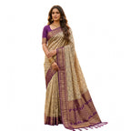 Women's Cotton Printed Saree With Unstitched Blouse 5.5Mtr (Multicolor)
