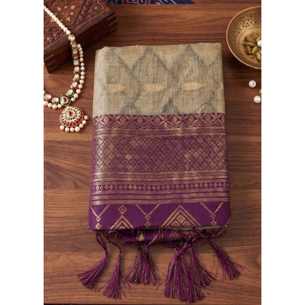 Women's Cotton Printed Saree With Unstitched Blouse 5.5Mtr (Multicolor)