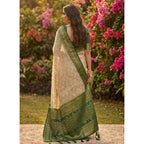 Women's Cotton Printed Saree With Unstitched Blouse 5.5Mtr (Multicolor)