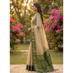 Women's Cotton Printed Saree With Unstitched Blouse 5.5Mtr (Multicolor)