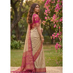 Women's Cotton Printed Saree With Unstitched Blouse 5.5Mtr (Multicolor)