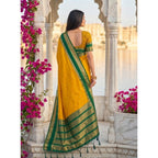 Women's Silk Blend Printed Saree With Unstitched Blouse 5.5Mtr (Yellow-Green)