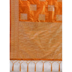Women's Silk Blend Printed Saree With Unstitched Blouse 5.5Mtr (Orange)