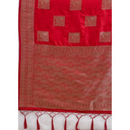 Women's Silk Blend Printed Saree With Unstitched Blouse 5.5Mtr (Red)