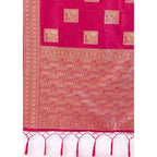 Women's Silk Blend Printed Saree With Unstitched Blouse 5.5Mtr (Magenta)