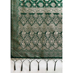 Women's Silk Blend Printed Saree With Unstitched Blouse 5.5Mtr (Bottel Green)