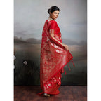 Women's Silk Blend Printed Saree With Unstitched Blouse 5.5Mtr (Red)