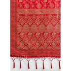 Women's Silk Blend Printed Saree With Unstitched Blouse 5.5Mtr (Red)