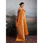 Women's Silk Blend Printed Saree With Unstitched Blouse 5.5Mtr (Orange)