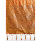 Women's Silk Blend Printed Saree With Unstitched Blouse 5.5Mtr (Orange)