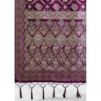 Women's Silk Blend Printed Saree With Unstitched Blouse 5.5Mtr (Wine)
