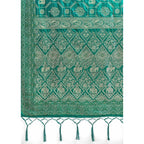 Women's Silk Blend Printed Saree With Unstitched Blouse 5.5Mtr (Rama Green)
