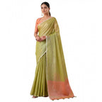 Women's Tissue Silk Solid Saree With Unstitched Blouse 5.5Mtr (Green)