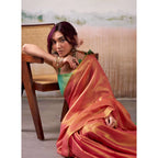 Women's Tissue Silk Solid Saree With Unstitched Blouse 5.5Mtr (Peach)