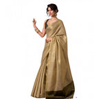 Women's Tissue Silk Solid Saree With Unstitched Blouse 5.5Mtr (Gold)