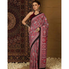 Women's Crepe Printed Saree With Unstitched Blouse 5.5Mtr (Maroon)