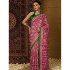 Women's Crepe Printed Saree With Unstitched Blouse 5.5Mtr (Pink)