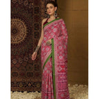 Women's Crepe Printed Saree With Unstitched Blouse 5.5Mtr (Pink)