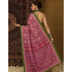 Women's Crepe Printed Saree With Unstitched Blouse 5.5Mtr (Pink)