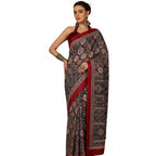 Women's Crepe Printed Saree With Unstitched Blouse 5.5Mtr (Multicolor)