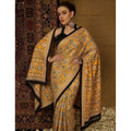 Women's Crepe Printed Saree With Unstitched Blouse 5.5Mtr (Yellow)