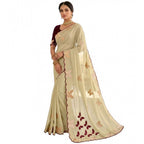 Women's Star Georgette Embellished Saree With Unstitched Blouse 5.5Mtr (Beige-Maroon)