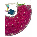Women's Star Georgette Embellished Saree With Unstitched Blouse 5.5Mtr (Magenta-Green)