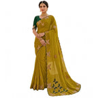 Women's Star Georgette Embellished Saree With Unstitched Blouse 5.5Mtr (Mustard)