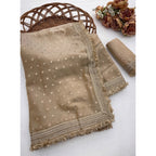 Women's Silk Embellished Saree With Unstitched Blouse 5.5Mtr (Beige)