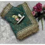 Women's Silk Embellished Saree With Unstitched Blouse 5.5Mtr (Green)