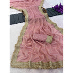 Women's Silk Embellished Saree With Unstitched Blouse 5.5Mtr (Pink)
