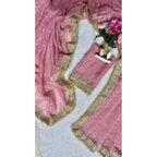 Women's Silk Embellished Saree With Unstitched Blouse 5.5Mtr (Pink)