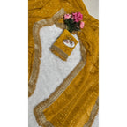 Women's Silk Embellished Saree With Unstitched Blouse 5.5Mtr (Yellow)