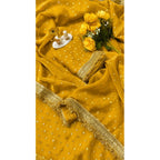 Women's Silk Embellished Saree With Unstitched Blouse 5.5Mtr (Yellow)