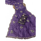 Women's Star Georgette Embroidered Saree With Unstitched Blouse 5.5Mtr (Purple)