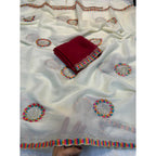 Women's Star Georgette Embroidered Saree With Unstitched Blouse 5.5Mtr (Cream)