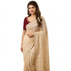 Women's Star Georgette Embroidered Saree With Unstitched Blouse 5.5Mtr (Beige)