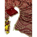 Women's Satin Embellished Saree With Unstitched Blouse 5.5Mtr (Maroon)