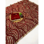 Women's Satin Embellished Saree With Unstitched Blouse 5.5Mtr (Maroon)