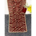 Women's Satin Embellished Saree With Unstitched Blouse 5.5Mtr (Maroon)