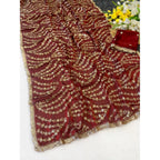 Women's Satin Embellished Saree With Unstitched Blouse 5.5Mtr (Maroon)