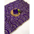Women's Satin Embellished Saree With Unstitched Blouse 5.5Mtr (Purple)